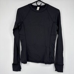 Lululemon Women's Medium Its Rulu Run Ribbed Long Sleeve Shirt Soft Black Zipper